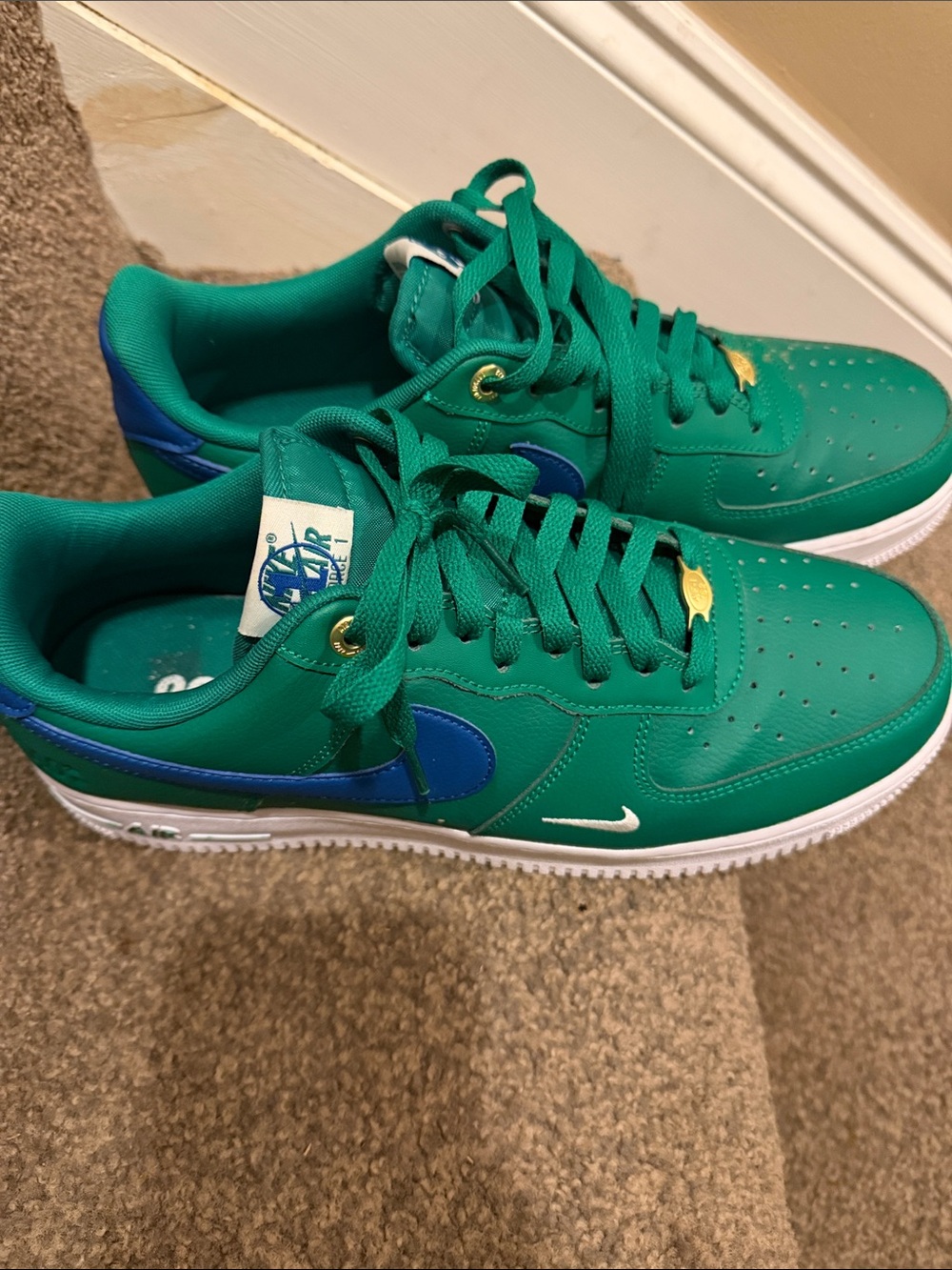 Air Force 1s Nike Green and Blue Low-Top Sneakers
